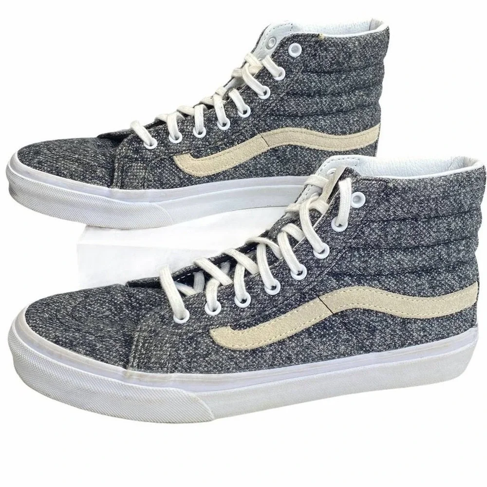 Vans Sk8-Hi Sneakers Grey Mens 7 Womens 8.5 Jersey Knit High Top Skate Shoes - Picture 1 of 8